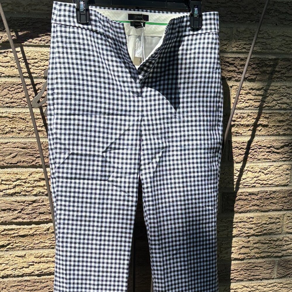 NWT J.Crew navy/white gingham pants, 4